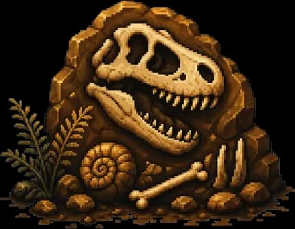 A dino skull fossilized in rock